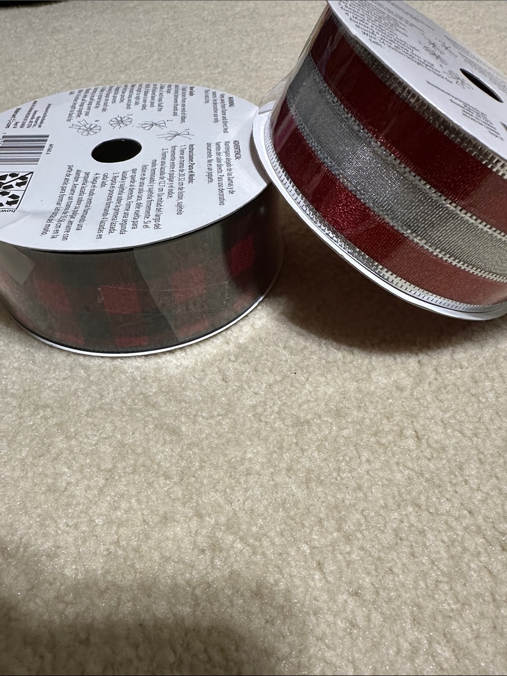 Holiday Time 2in Ribbon Spools - Red Tops with Multi-Color Ribbon - Picture 3 of 3
